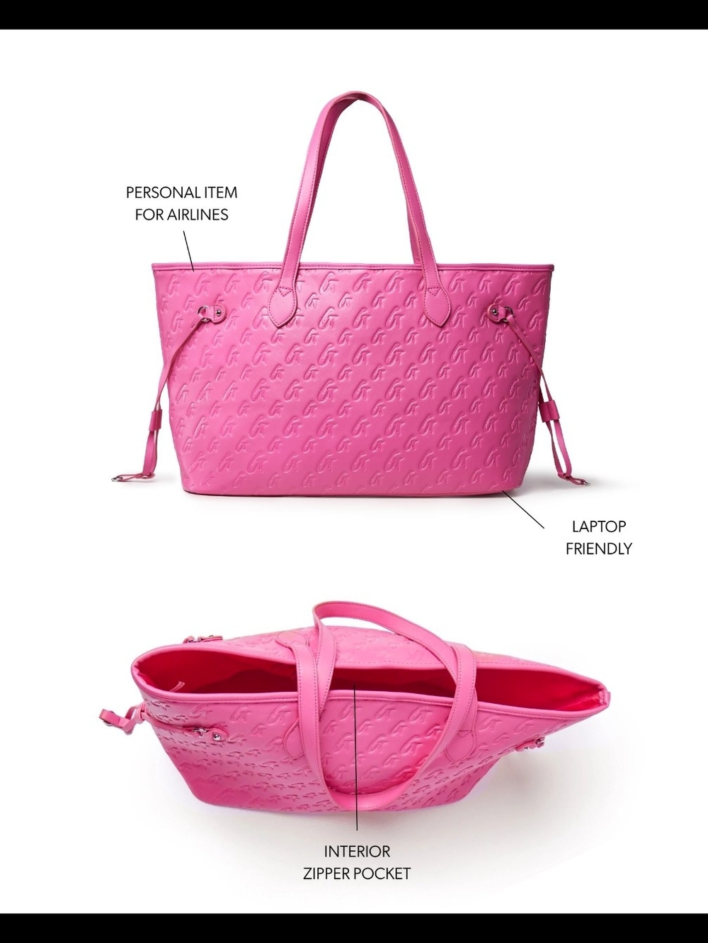 Pink Glamaholic Embossed Tote Bag - Picture 3 of 4